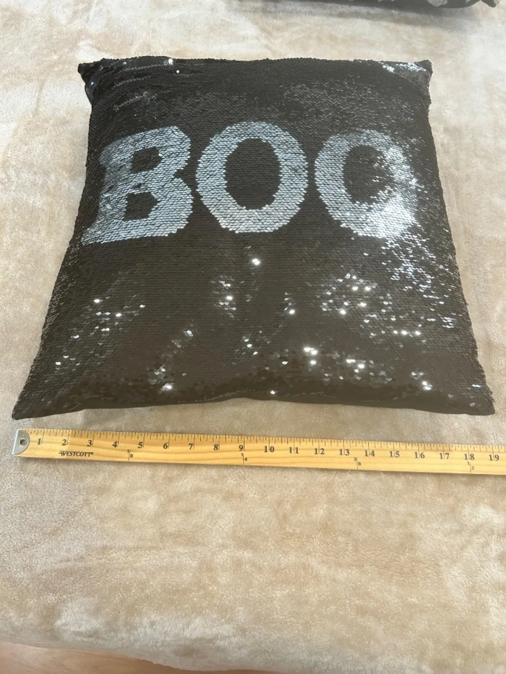 La France Home Halloween Pillow Bundle 2 BOO Sequin Ghost Pumpkin Spooky Decor